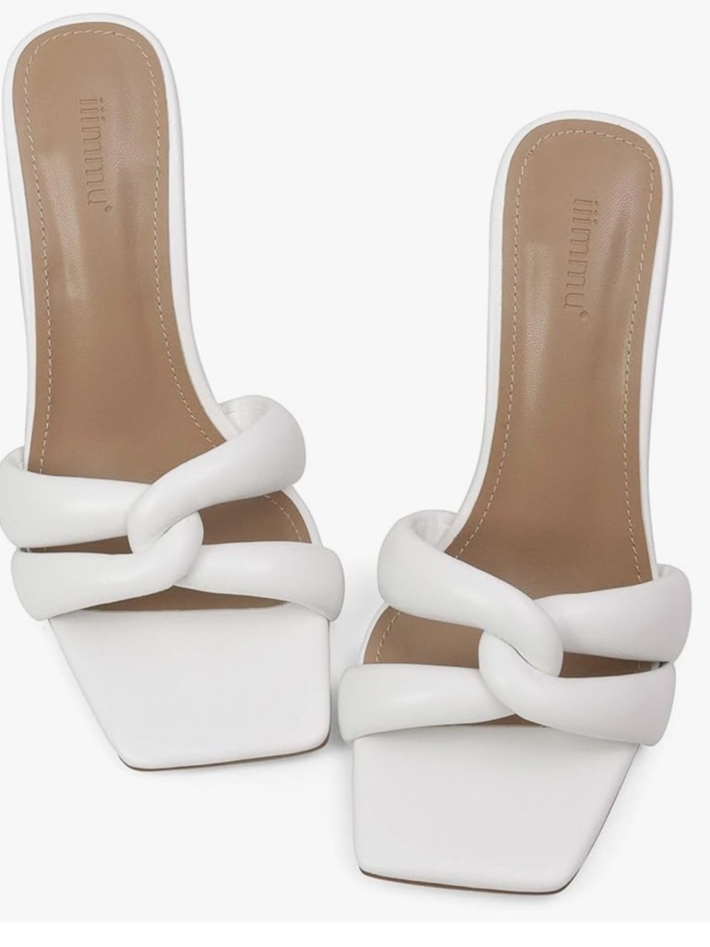 iiimmu Mule Heels 3.5 IN Stiletto with Square Toe Heeled Sandals